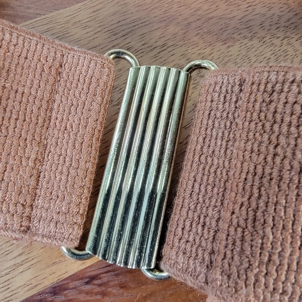 Vintage Rebecca's 80s 90s Pink Brown Braided Statement Belt Stretch